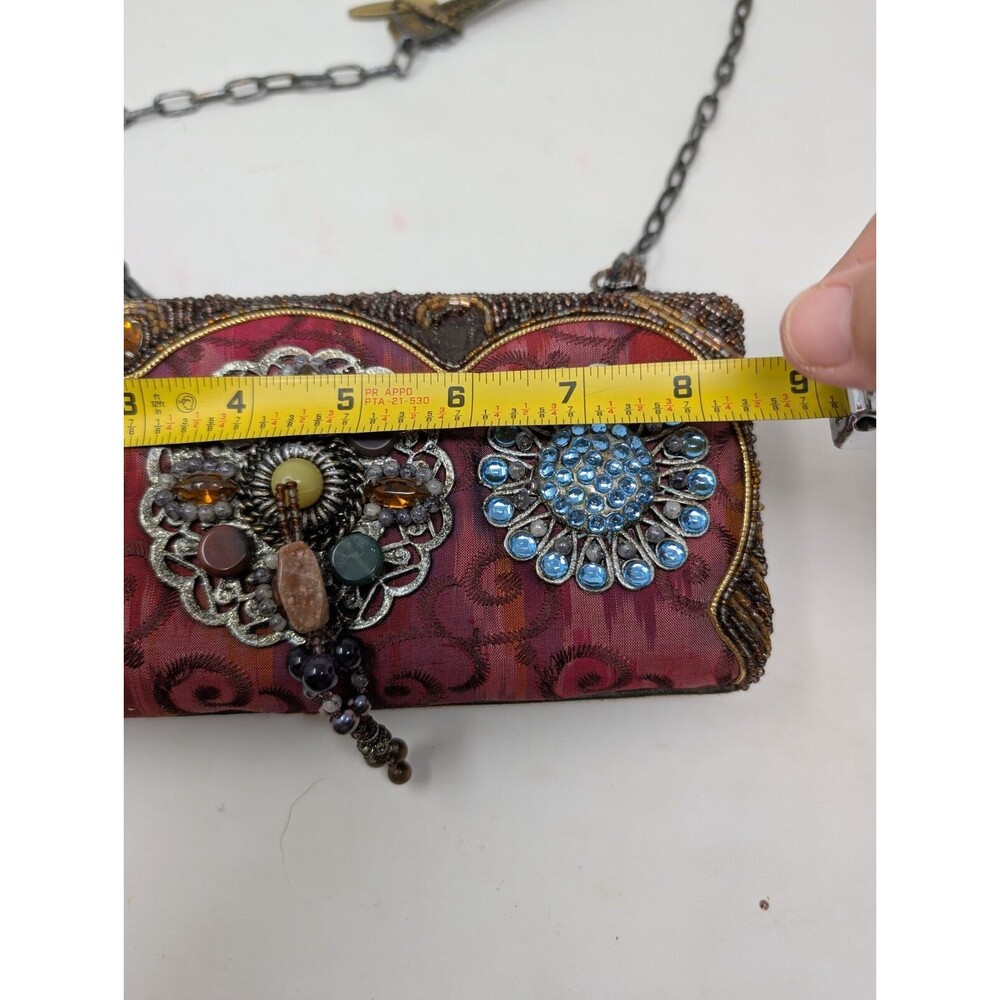 Vtg Mary Frances Shoulder Handbag Multimedia Multicolor Ornate Tiger Eye As Is - Picture 7 of 8